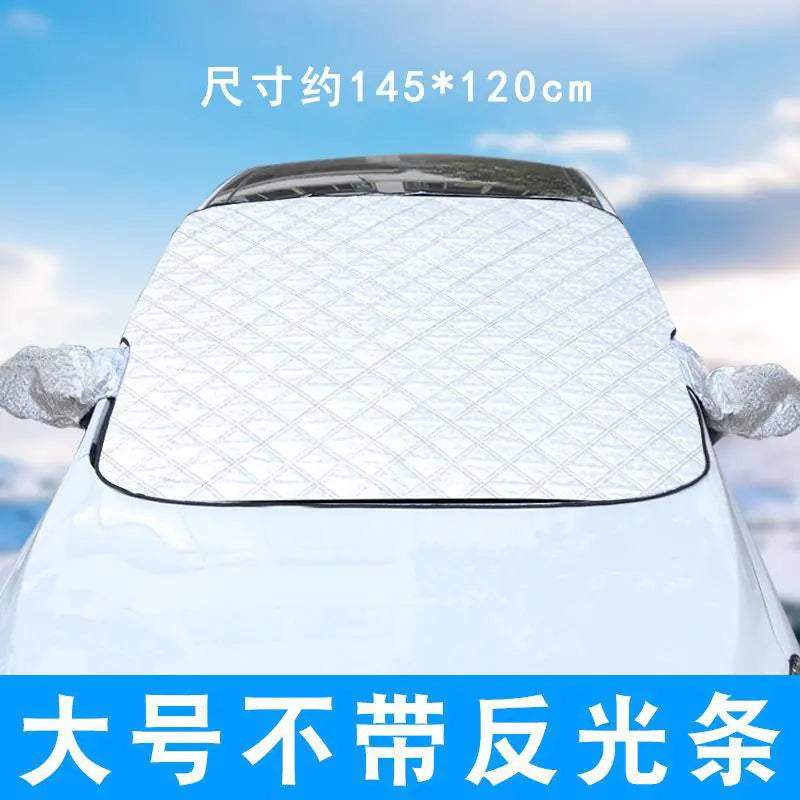 Magnetic Snow Cover for Windshield with Reflective Strips