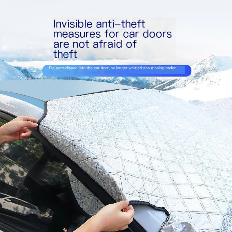 Magnetic Snow Cover for Windshield with Reflective Strips