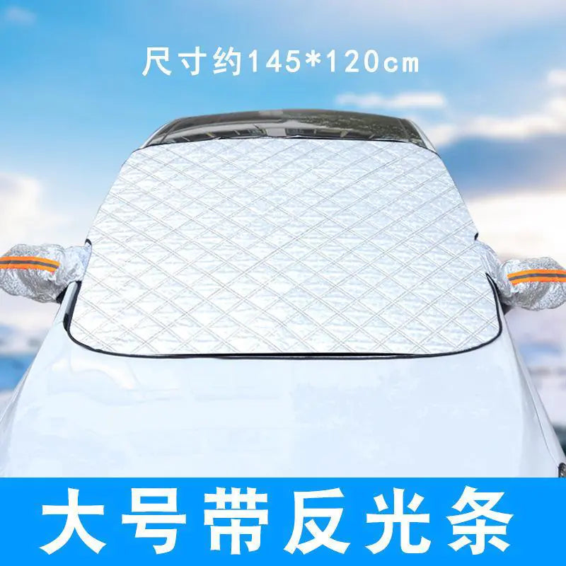 Magnetic Snow Cover for Windshield with Reflective Strips